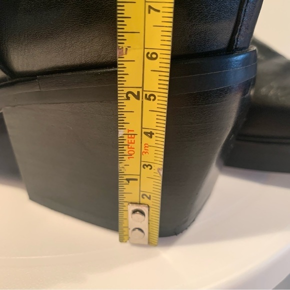 SAM EDELMAN Bellamie Ankle Boot Leather Premium Stacked Heel 2 1/4” Black 7 - Picture 10 of 13